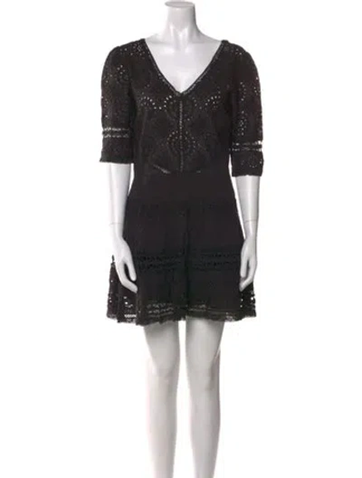 Pre-owned Loveshackfancy Lace Pattern Mini Dress In Black