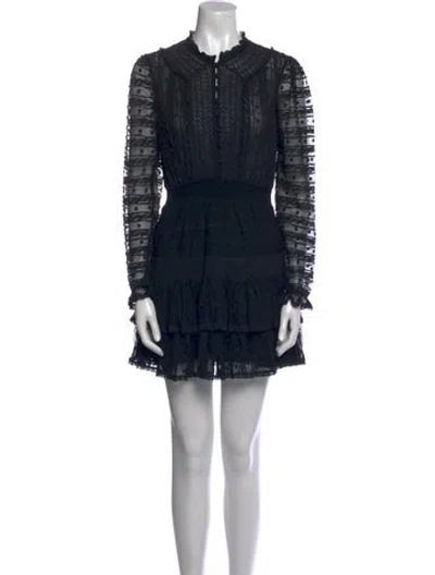 Pre-owned Loveshackfancy Lace Pattern Mini Dress In Black