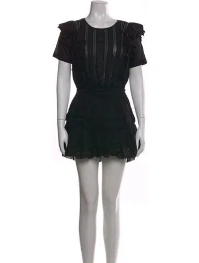 Pre-owned Loveshackfancy Lace Pattern Mini Dress In Black