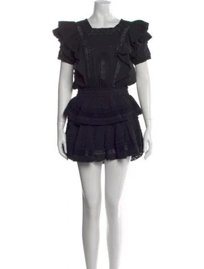 Pre-owned Loveshackfancy Lace Pattern Mini Dress In Black