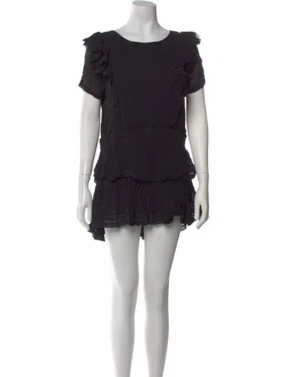 Pre-owned Loveshackfancy Lace Pattern Mini Dress In Black