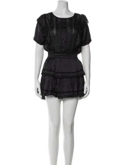 Pre-owned Loveshackfancy Lace Pattern Mini Dress In Black
