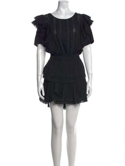 Pre-owned Loveshackfancy Lace Pattern Mini Dress In Black