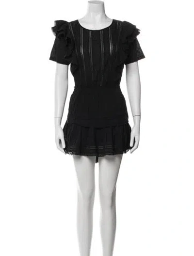 Pre-owned Loveshackfancy Lace Pattern Mini Dress In Black