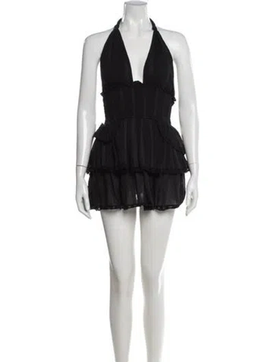 Pre-owned Loveshackfancy Lace Pattern Mini Dress In Black
