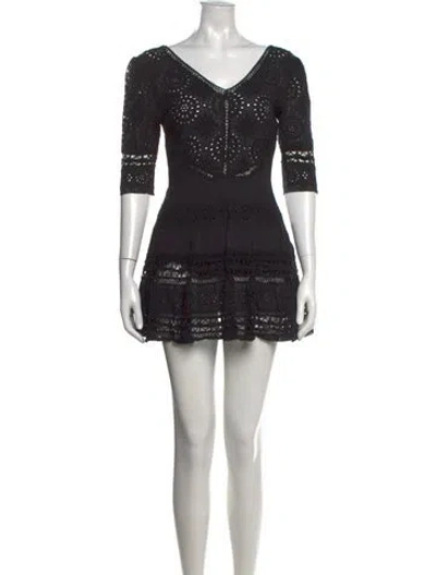 Pre-owned Loveshackfancy Lace Pattern Mini Dress In Black