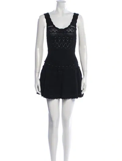 Pre-owned Loveshackfancy Lace Pattern Mini Dress In Black