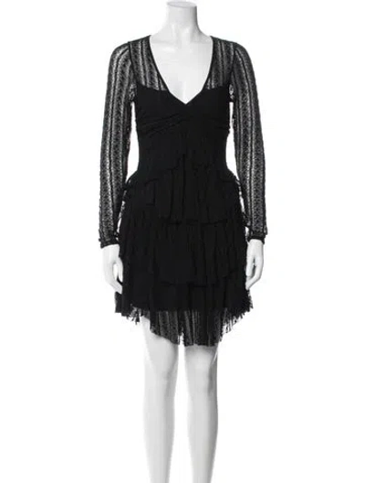 Pre-owned Loveshackfancy Lace Pattern Mini Dress In Black