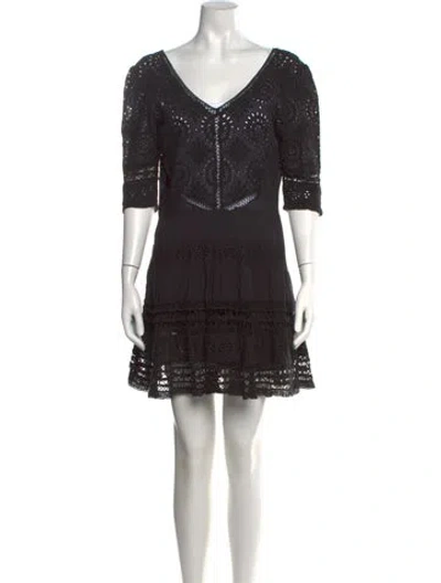 Pre-owned Loveshackfancy Lace Pattern Mini Dress In Black