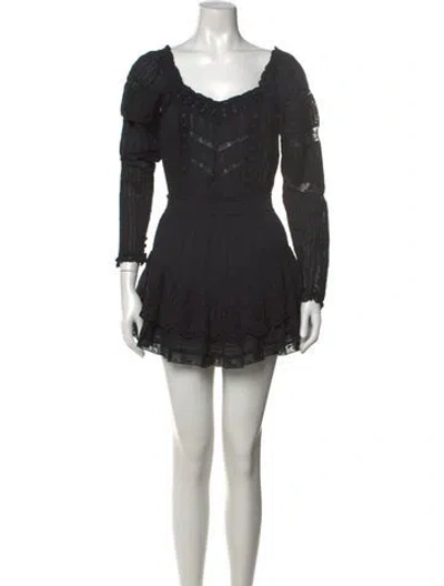 Pre-owned Loveshackfancy Lace Pattern Mini Dress In Black