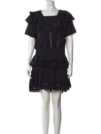 Pre-owned Loveshackfancy Lace Pattern Mini Dress In Black