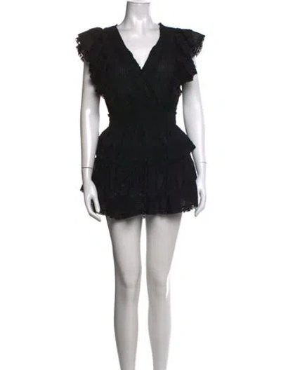 Pre-owned Loveshackfancy Lace Pattern Mini Dress In Black