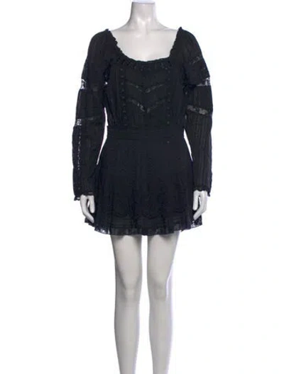 Pre-owned Loveshackfancy Lace Pattern Mini Dress In Black