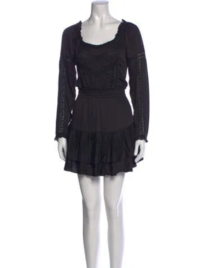 Pre-owned Loveshackfancy Lace Pattern Mini Dress In Black