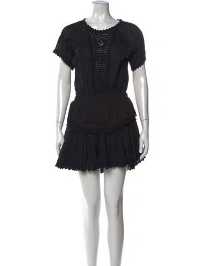 Pre-owned Loveshackfancy Lace Pattern Mini Dress In Black