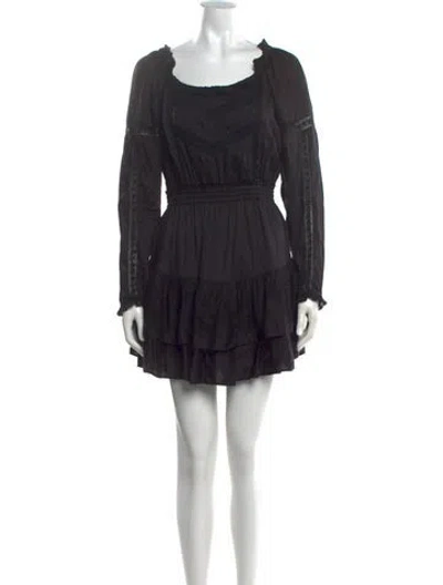 Pre-owned Loveshackfancy Lace Pattern Mini Dress In Black