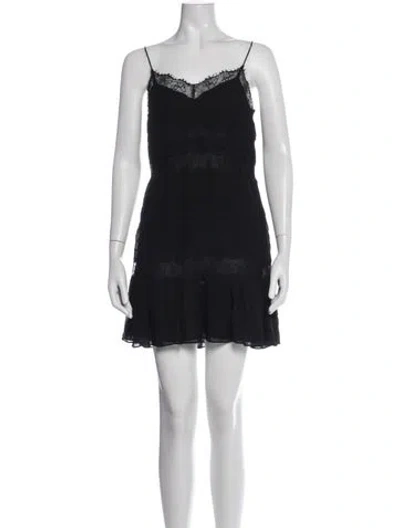 Pre-owned Loveshackfancy Lace Pattern Mini Dress In Black
