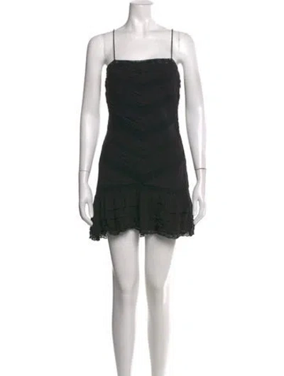 Pre-owned Loveshackfancy Lace Pattern Mini Dress In Black