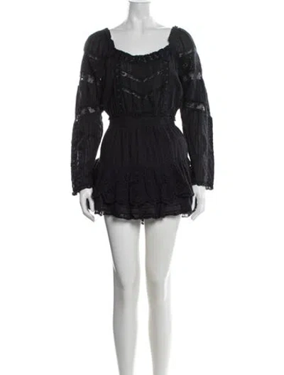 Pre-owned Loveshackfancy Lace Pattern Mini Dress In Black