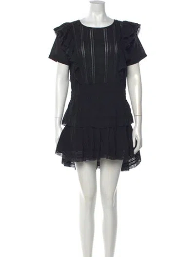 Pre-owned Loveshackfancy Lace Pattern Mini Dress In Black