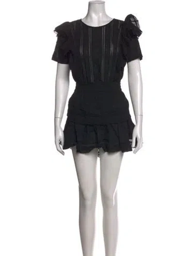 Pre-owned Loveshackfancy Lace Pattern Mini Dress In Black