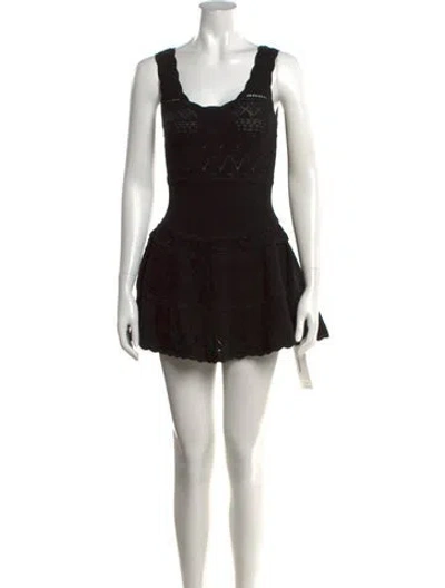 Pre-owned Loveshackfancy Lace Pattern Mini Dress In Black