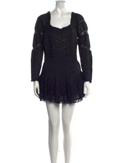 Pre-owned Loveshackfancy Lace Pattern Mini Dress In Black