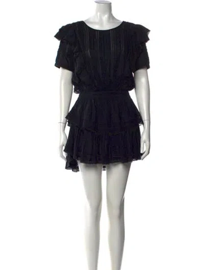 Pre-owned Loveshackfancy Lace Pattern Mini Dress In Black