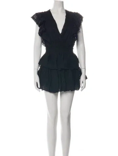 Pre-owned Loveshackfancy Lace Pattern Mini Dress In Black