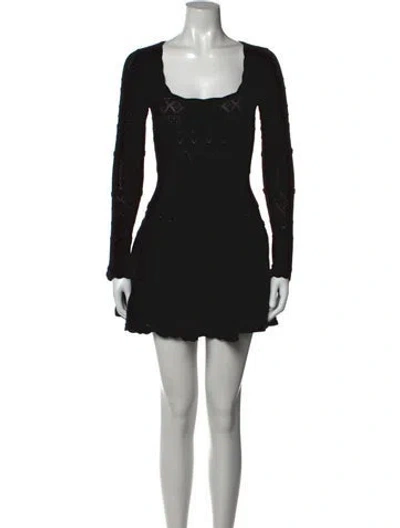 Pre-owned Loveshackfancy Lace Pattern Mini Dress In Black