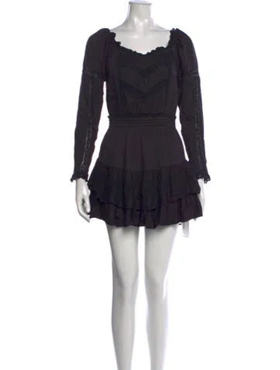 Pre-owned Loveshackfancy Lace Pattern Mini Dress In Black