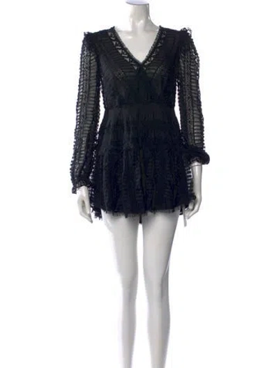 Pre-owned Loveshackfancy Lace Pattern Mini Dress In Black