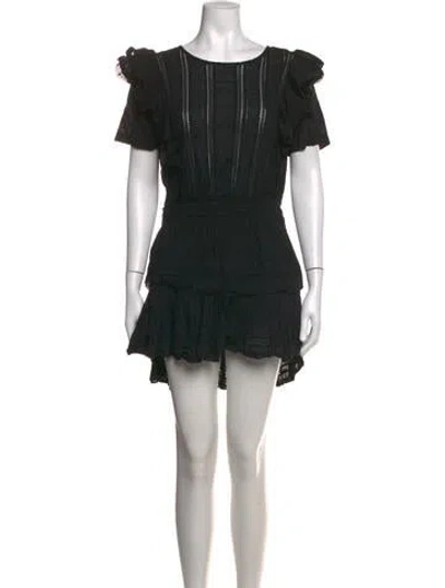 Pre-owned Loveshackfancy Lace Pattern Mini Dress In Black
