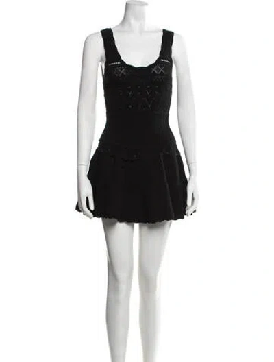 Pre-owned Loveshackfancy Lace Pattern Mini Dress In Black