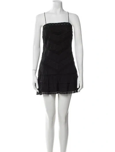 Pre-owned Loveshackfancy Lace Pattern Mini Dress In Black