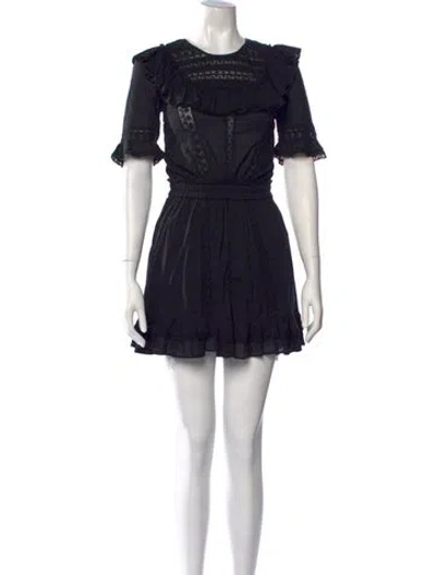 Pre-owned Loveshackfancy Lace Pattern Mini Dress In Black