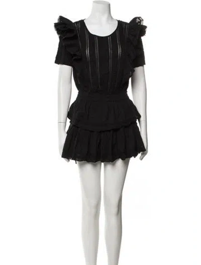 Pre-owned Loveshackfancy Lace Pattern Mini Dress In Black/blue