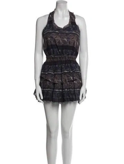 Pre-owned Loveshackfancy Lace Pattern Mini Dress In Blue