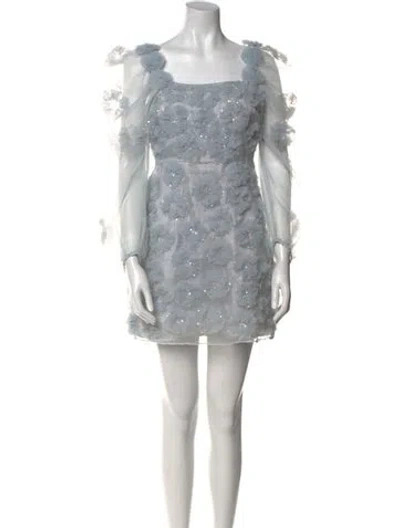 Pre-owned Loveshackfancy Lace Pattern Mini Dress In Blue