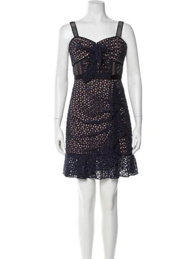 Pre-owned Loveshackfancy Lace Pattern Mini Dress In Blue