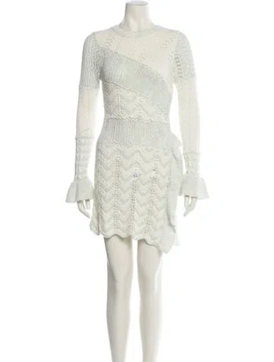 Pre-owned Loveshackfancy Lace Pattern Mini Dress In Blue