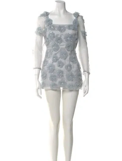 Pre-owned Loveshackfancy Lace Pattern Mini Dress In Blue