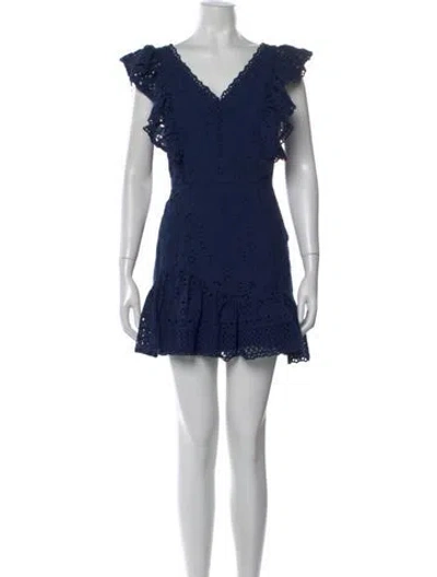 Pre-owned Loveshackfancy Lace Pattern Mini Dress In Blue