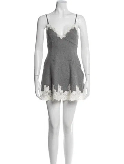 Pre-owned Loveshackfancy Lace Pattern Mini Dress In Blue