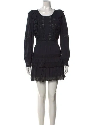 Pre-owned Loveshackfancy Lace Pattern Mini Dress In Blue