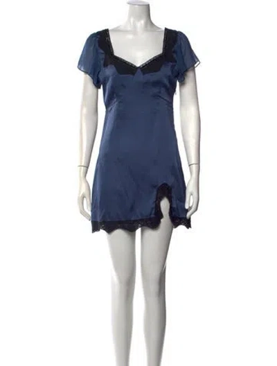 Pre-owned Loveshackfancy Lace Pattern Mini Dress In Blue