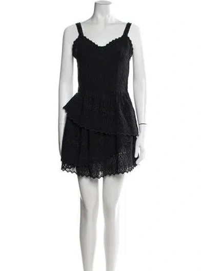 Pre-owned Loveshackfancy Lace Pattern Mini Dress In Blue