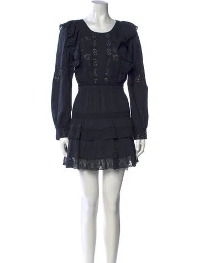 Pre-owned Loveshackfancy Lace Pattern Mini Dress In Blue