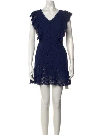 Pre-owned Loveshackfancy Lace Pattern Mini Dress In Blue