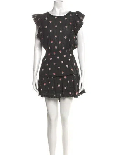 Pre-owned Loveshackfancy Lace Pattern Mini Dress In Gray